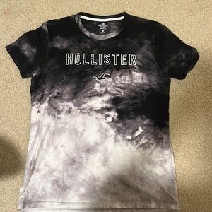 Hollister T-shirt, black/white/grey tye dye. Size:Medium